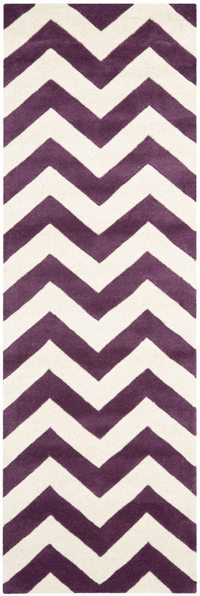 Chatham Cht715  Hand Tufted 100% Wool Pile Rug Purple / Ivory