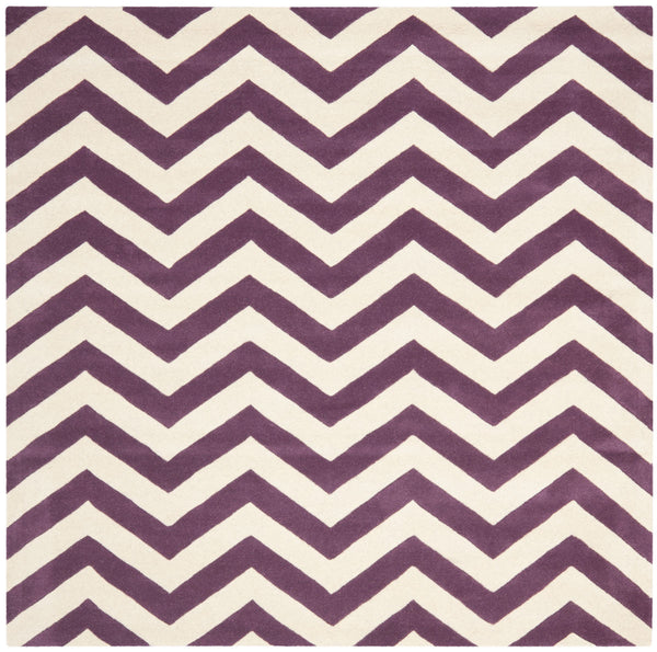 Chatham Cht715  Hand Tufted 100% Wool Pile Rug Purple / Ivory