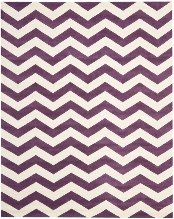 Chatham Cht715  Hand Tufted 100% Wool Pile Rug Purple / Ivory
