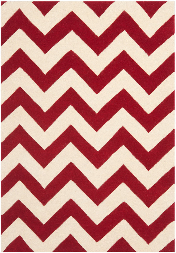 Chatham Cht715  Hand Tufted 100% Wool Pile Rug Red / Ivory