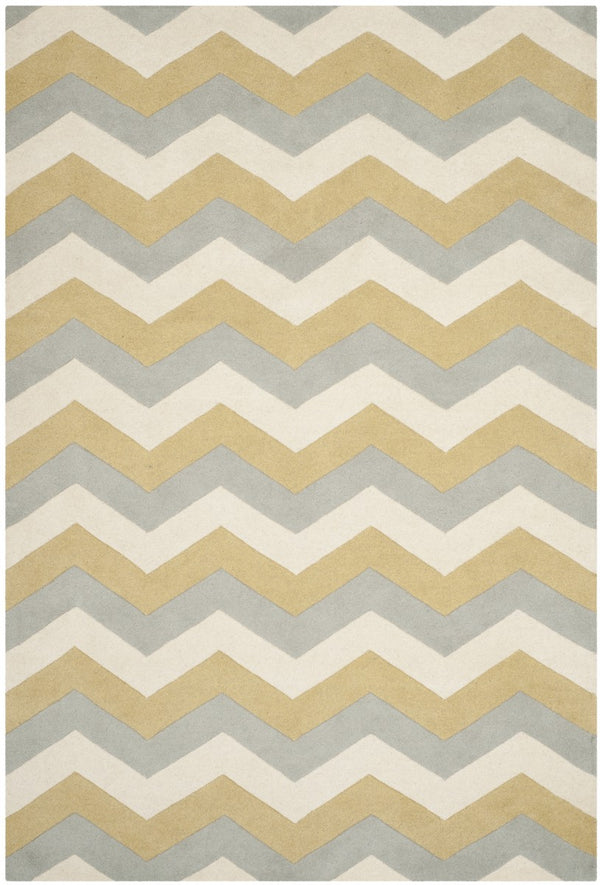 Chatham Cht715  Hand Tufted 100% Wool Pile Rug Grey / Gold