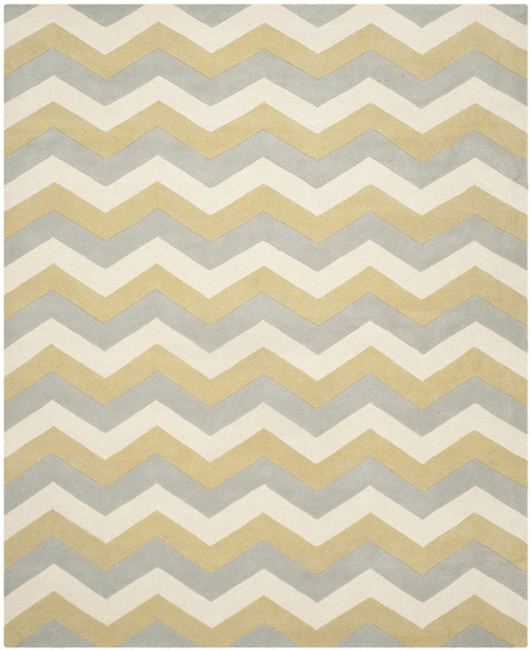 Chatham Cht715  Hand Tufted 100% Wool Pile Rug Grey / Gold