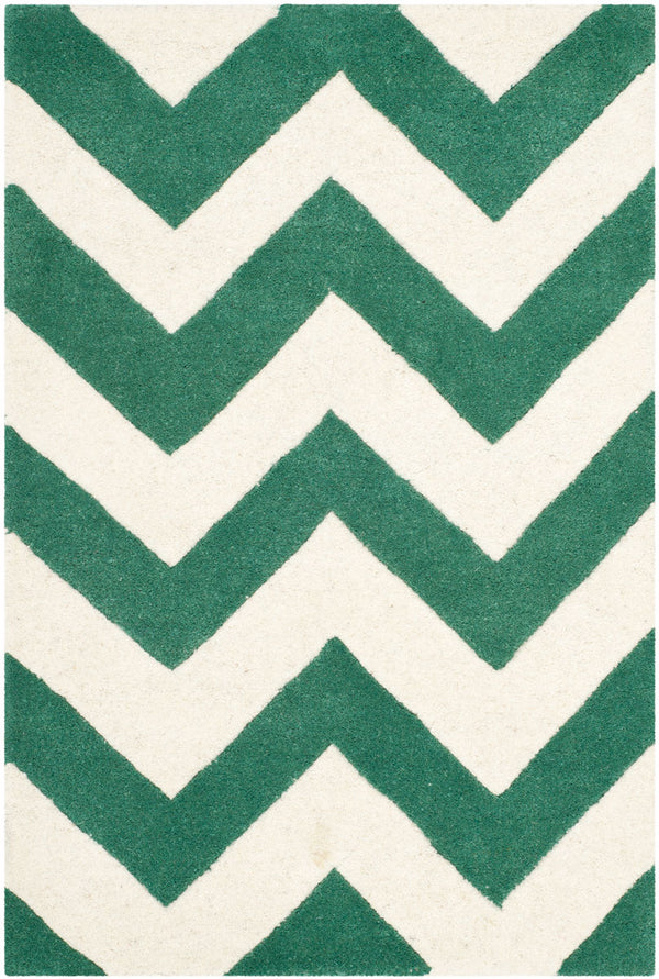 Chatham Cht715  Hand Tufted 100% Wool Pile Rug Teal / Ivory