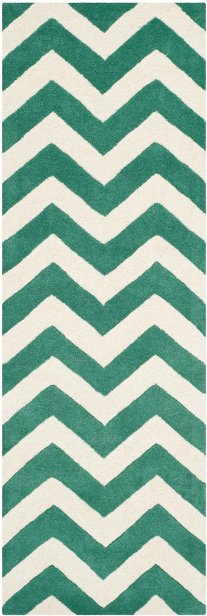 Chatham Cht715  Hand Tufted 100% Wool Pile Rug Teal / Ivory