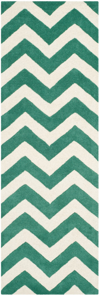 Chatham Cht715  Hand Tufted 100% Wool Pile Rug Teal / Ivory