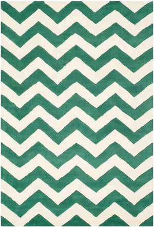 Chatham Cht715  Hand Tufted 100% Wool Pile Rug Teal / Ivory