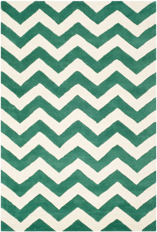 Chatham Cht715  Hand Tufted 100% Wool Pile Rug Teal / Ivory