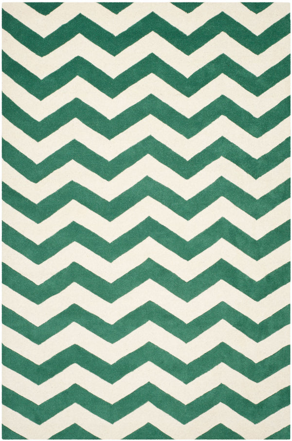 Chatham Cht715  Hand Tufted 100% Wool Pile Rug Teal / Ivory