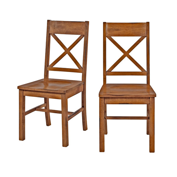 Walker Edison Wood Dining Chairs, Set of 2 - Antique Brown in High-Grade MDF, Solid Wood Veneers, Solid Wood CHW2AB 812492013341