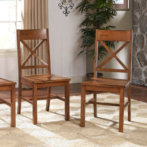 Walker Edison Wood Dining Chairs, Set of 2 - Antique Brown in High-Grade MDF, Solid Wood Veneers, Solid Wood CHW2AB 812492013341