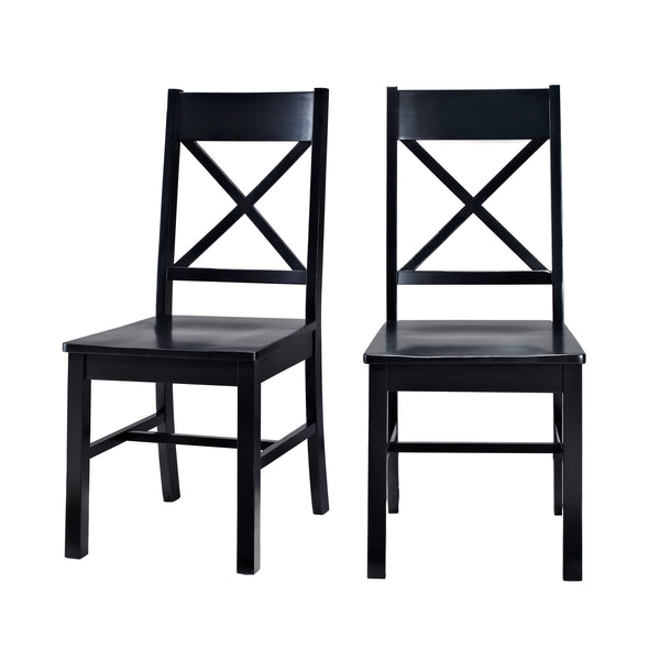 Walker Edison Wood Dining Chairs, Set of 2 - Black in High-Grade MDF, Solid Wood Veneers, Solid Wood CHW2BL 812492017202