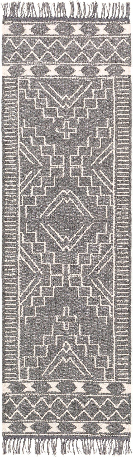 Cheyenne CHY-2302 Global Wool, Polyester Rug CHY2302-268 Charcoal, Cream 60% Wool, 40% Polyester 2'6" x 8'