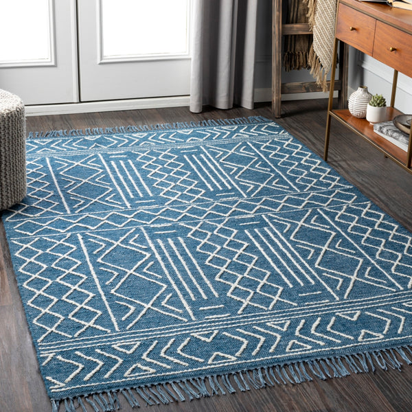 Cheyenne CHY-2306 Global Wool, Polyester Rug CHY2306-810 Dark Blue, Cream, White 60% Wool, 40% Polyester 8' x 10'
