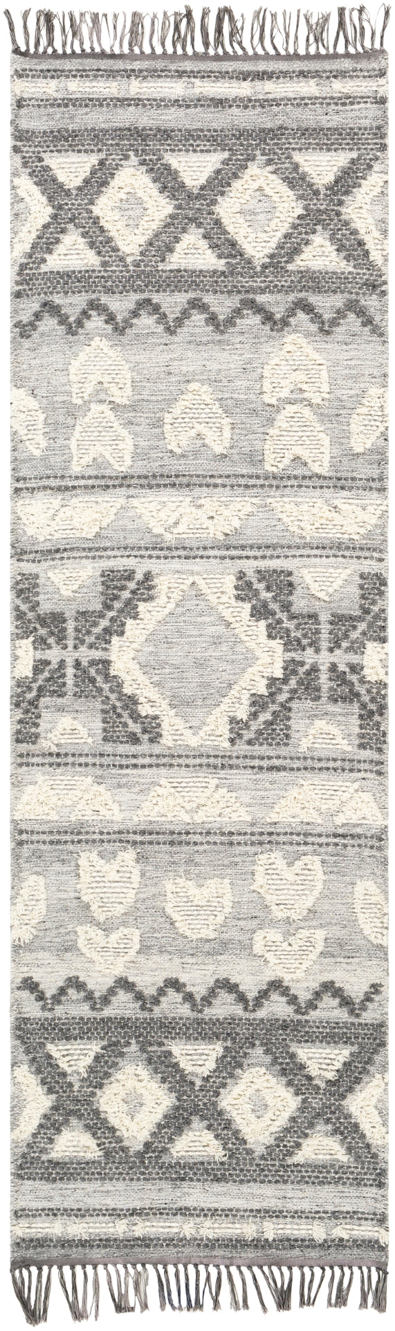 Cheyenne CHY-2308 Global Wool, Polyester Rug CHY2308-268 Charcoal, Ivory, White, Cream 60% Wool, 40% Polyester 2'6" x 8'