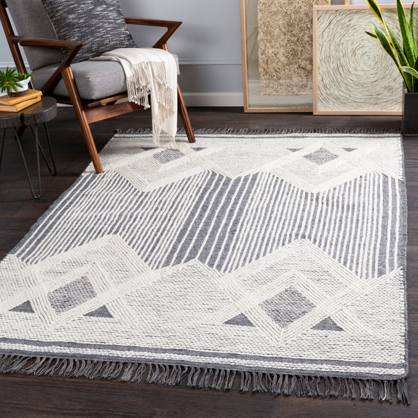 Cheyenne CHY-2309 Global Wool, Polyester Rug CHY2309-810 Charcoal, Ivory, Medium Gray 60% Wool, 40% Polyester 8' x 10'