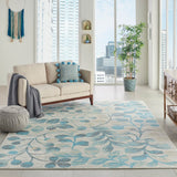 Nourison Tranquil TRA03 Farmhouse Machine Made Power-loomed Indoor Area Rug Ivory/Turquoise 8'10" x 11'10" 99446484321