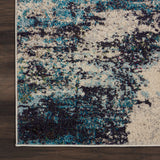 Nourison Celestial CES02 Modern Machine Made Power-loomed Indoor only Area Rug Ivory/Teal Blue 10' x 14' 99446740069