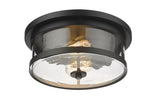 Bethel Black Flush Mount in Metal & Glass