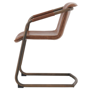 Indy Leatherette Side Chair Set of 2 - Industrial Chic Design with Rubbed Gold Frame & Easy Storage