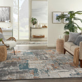 Nourison Ludlow LDW06 Contemporary Machine Made Power-loomed Indoor only Area Rug Grey/Multi 7'10" x 9'10" 99446783974