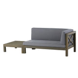 Christopher Knight Home® Brava Outdoor Acacia Wood Right Arm Loveseat and Coffee Table Set with Cushion