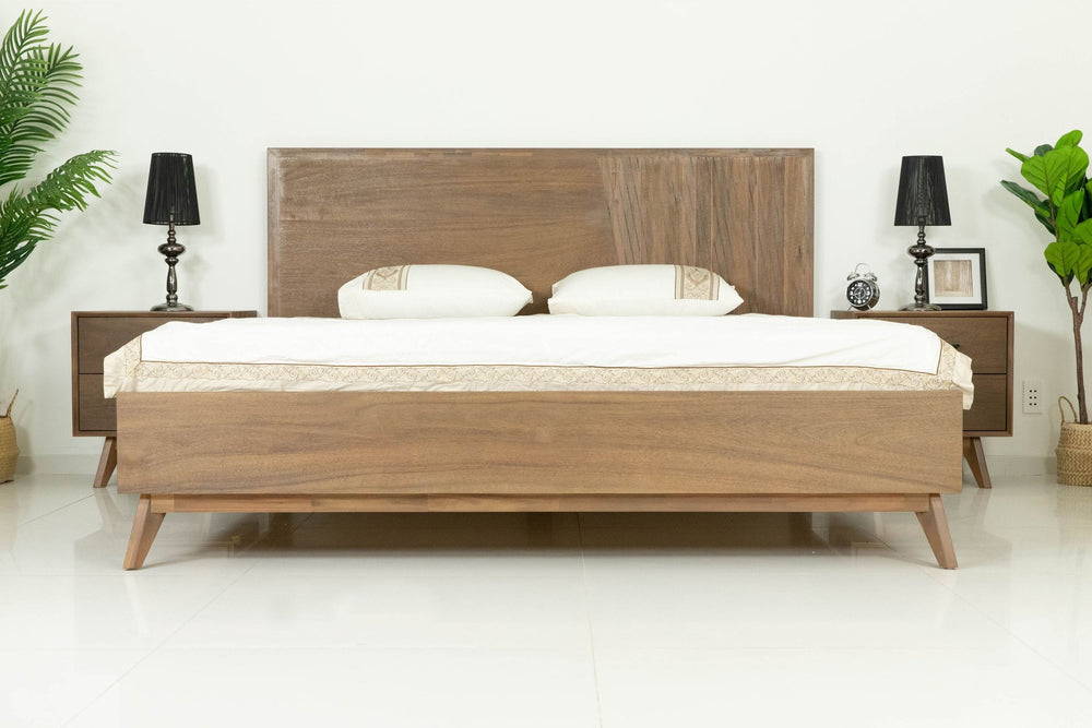 VIG Furniture Modrest Claire - Contemporary Natural Light Mocha Acacia Bed VGWDWIN-USQB-BED