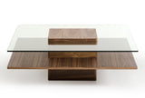 VIG Furniture Modrest Clarion Modern Walnut and Glass Coffee Table VGBBLE638E