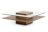 VIG Furniture Modrest Clarion Modern Walnut and Glass Coffee Table VGBBLE638E