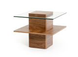 VIG Furniture Modrest Clarion Modern Walnut and Glass End Table VGBBLE638B