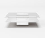 VIG Furniture Modrest Clarion - Modern White & Clear Glass Coffee Table VGBBLE638E-WHT