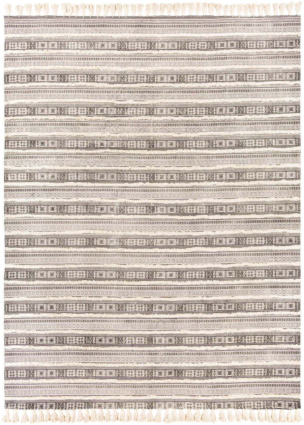 Calisa CLC-2302 Global Cotton Rug CLC2302-810 Black, Cream 100% Cotton 8' x 10'