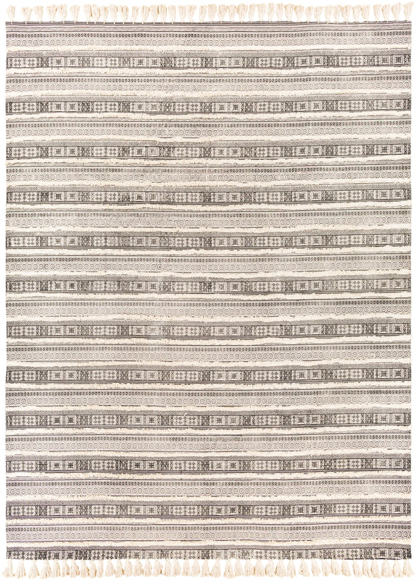 Calisa CLC-2302 Global Cotton Rug CLC2302-810 Black, Cream 100% Cotton 8' x 10'