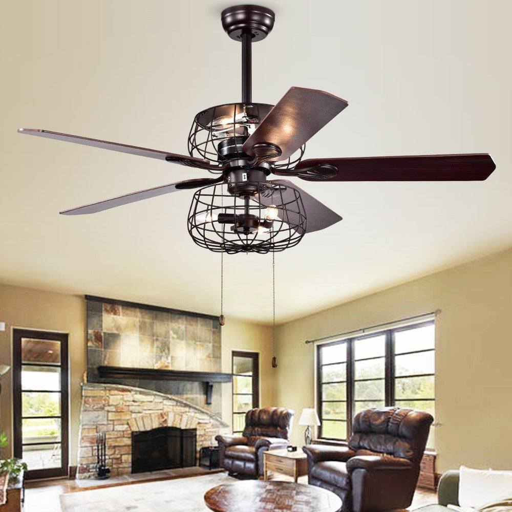 Safavieh Erving Ceiling Light Fan in Red Walnut/Dark Cheery CLF1003A