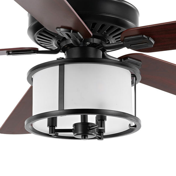 Safavieh Kristos, 3 Light, 52 Inch, Black, Iron Ceiling Fan – Ashwood/Brown Plywood Blades Dark Cherry/Red Walnut Plywood CLF1024A