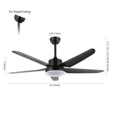 Safavieh Melesa, Led Light, 52 Inch, Black, Iron Ceiling Fan Black  CLF1027A