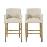 Armga Contemporary Fabric Upholstered Wood 30.5 inch Barstools (Set of 2)
