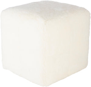 Calidus CLPF-001 Modern Sheepskin, Wood, Felt Pouf CLPF001-161617 Butter 100% Sheepskin, Wood, 100% Felt 17"H x 16"W x 16"D