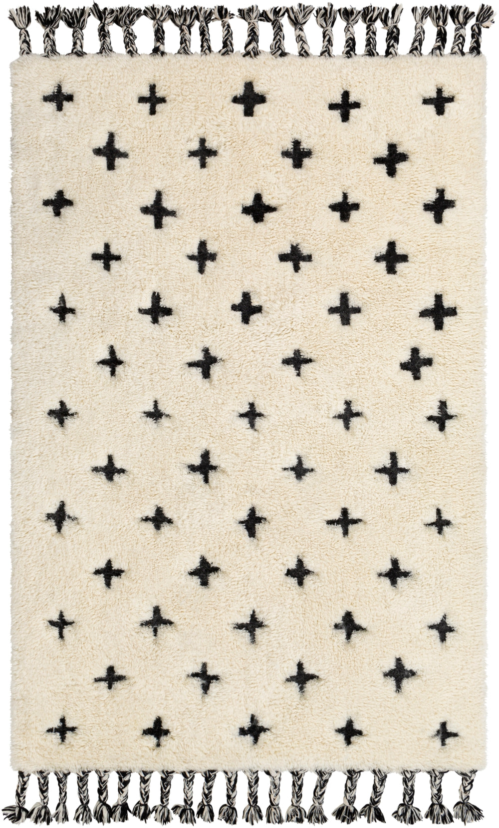 Camille CME-2300 Global Wool, Cotton Rug CME2300-81012 Cream, Black 90% Wool, 10% Cotton 8'10" x 12'