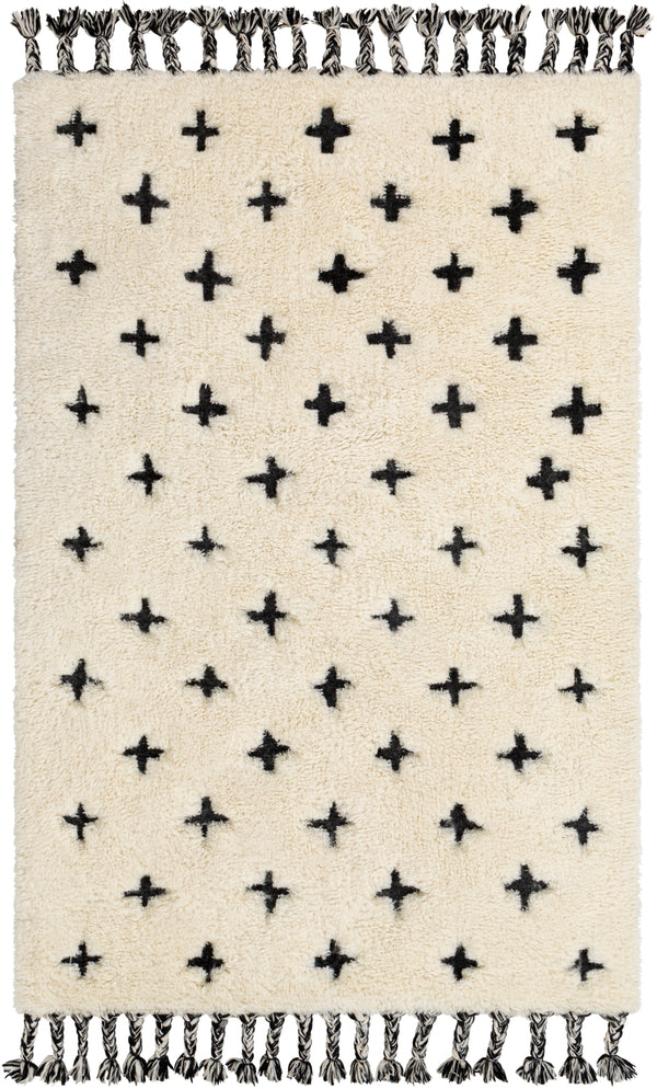 Camille CME-2300 Global Wool, Cotton Rug CME2300-81012 Cream, Black 90% Wool, 10% Cotton 8'10" x 12'