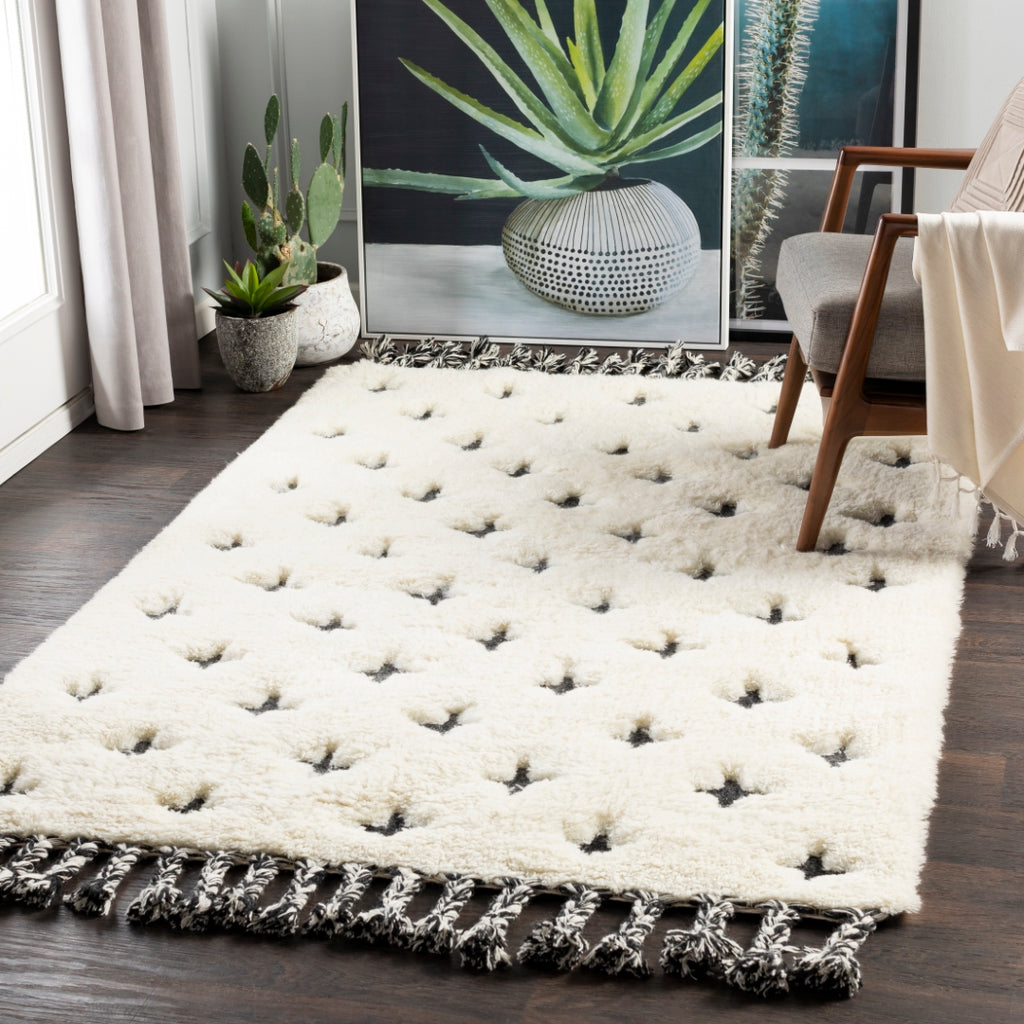 Camille CME-2300 Global Wool, Cotton Rug CME2300-81012 Cream, Black 90% Wool, 10% Cotton 8'10" x 12'