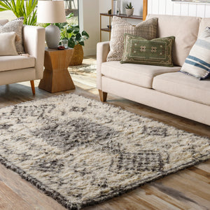 Camille CME-2301 Global NZ Wool Rug CME2301-81012 Cream, Medium Gray, Charcoal 100% NZ Wool 8'10" x 12'