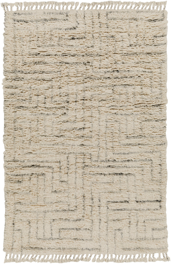 Camille CME-2302 Global NZ Wool Rug CME2302-576 Cream, Medium Gray, Charcoal 100% NZ Wool 5' x 7'6"
