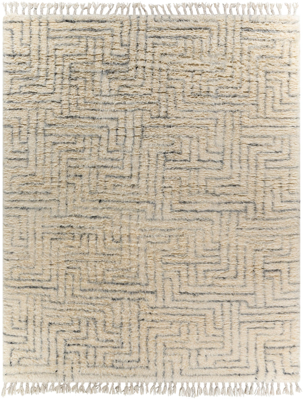 Camille CME-2302 Global NZ Wool Rug CME2302-81012 Cream, Medium Gray, Charcoal 100% NZ Wool 8'10" x 12'