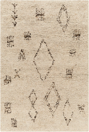 Camille CME-2303 Global Wool Rug CME2303-576 Cream, Medium Gray, Charcoal, Dark Brown 100% Wool 5' x 7'6"