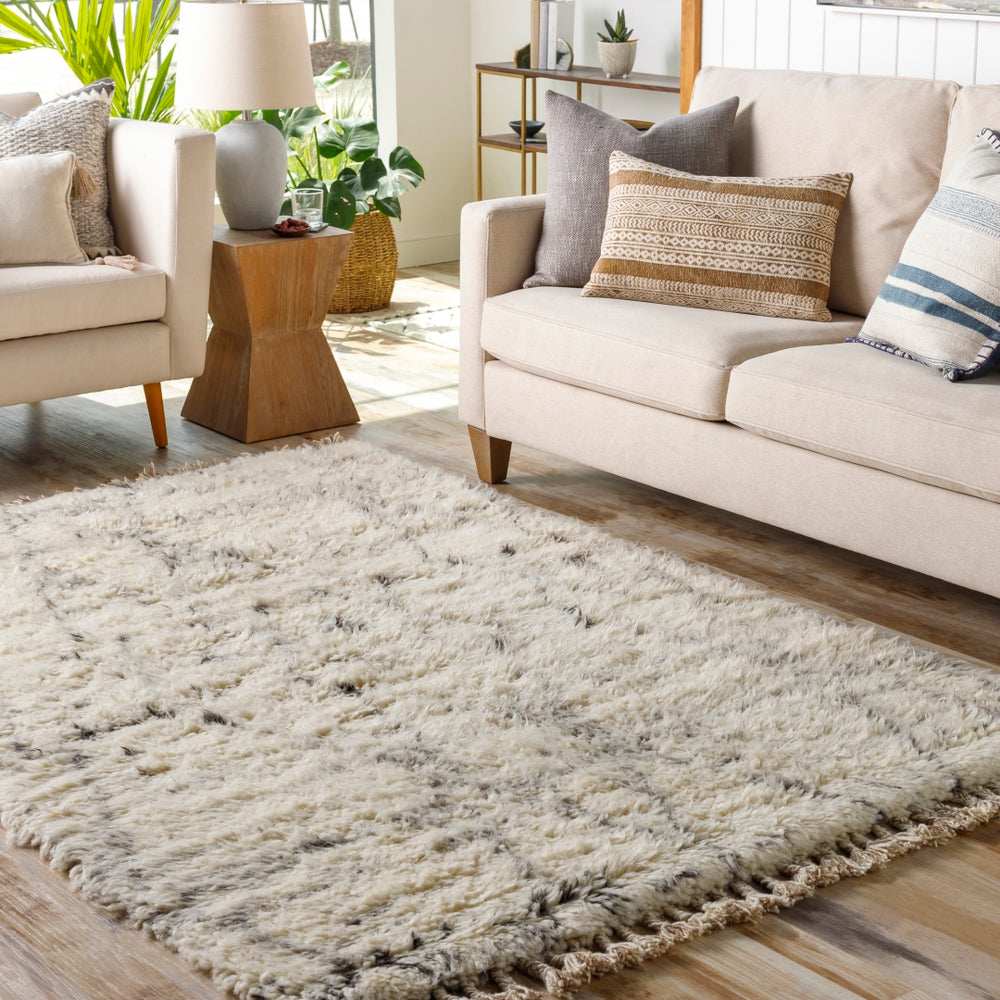 Camille CME-2304 Global NZ Wool Rug CME2304-81012 Cream, Medium Gray, Charcoal 100% NZ Wool 8'10" x 12'
