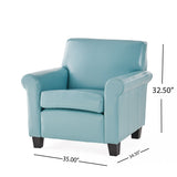 Yonkers Oversized Teal Blue Bonded Leather Club Chair Noble House