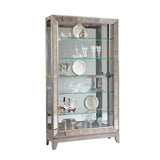 Pulaski Furniture Antique Style 5 Shelf Mirrored Curio Cabinet in Aged Silver 21384-PULASKI 21384-PULASKI