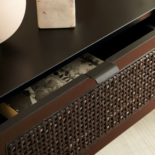 Safavieh Baisley 2 Drawer Rattan Console Table Black CNS5000B