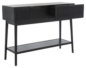 Safavieh Baisley 2 Drawer Rattan Console Table Black CNS5000B