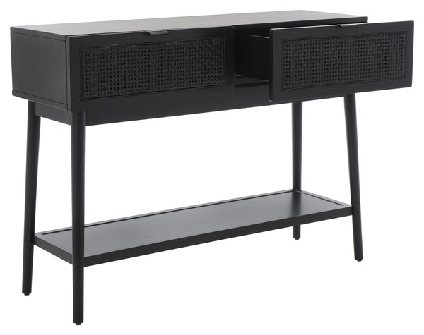 Safavieh Baisley 2 Drawer Rattan Console Table Black CNS5000B